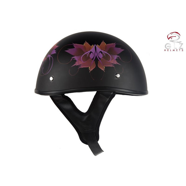 Woman's DOT Approved Low Profile Flat Black Motorcycle Helmet With Fai