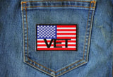 American Flag Vet Patch With Black Border - 3x2 inch