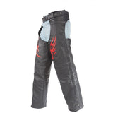 Flame Embroidered Motorcycle Chaps Heavy Duty, Chaps, [product_description] - Rhino Gear