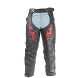 Flame Embroidered Motorcycle Chaps Heavy Duty, Chaps, [product_description] - Rhino Gear