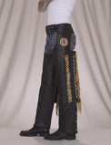 Leather Chaps With Bead, Bone & Fringe, Chaps, [product_description] - Rhino Gear