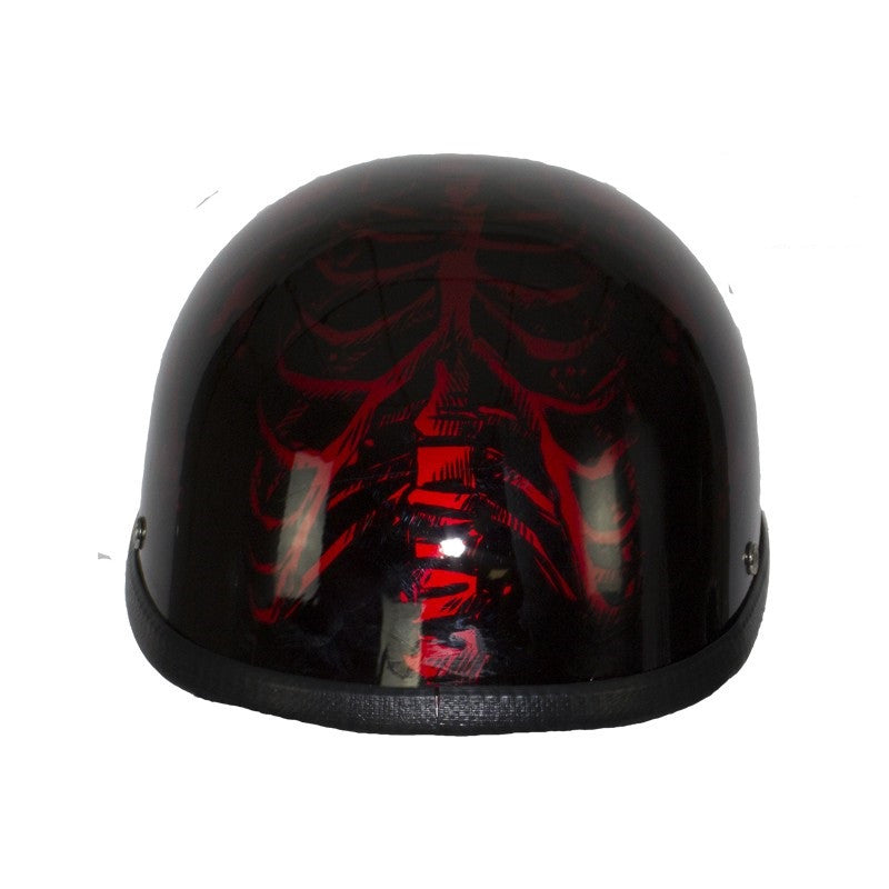 burgundy motorcycle helmets Shiny Burgundy Motorcycle Novelty Helmet with Horned Skeletons