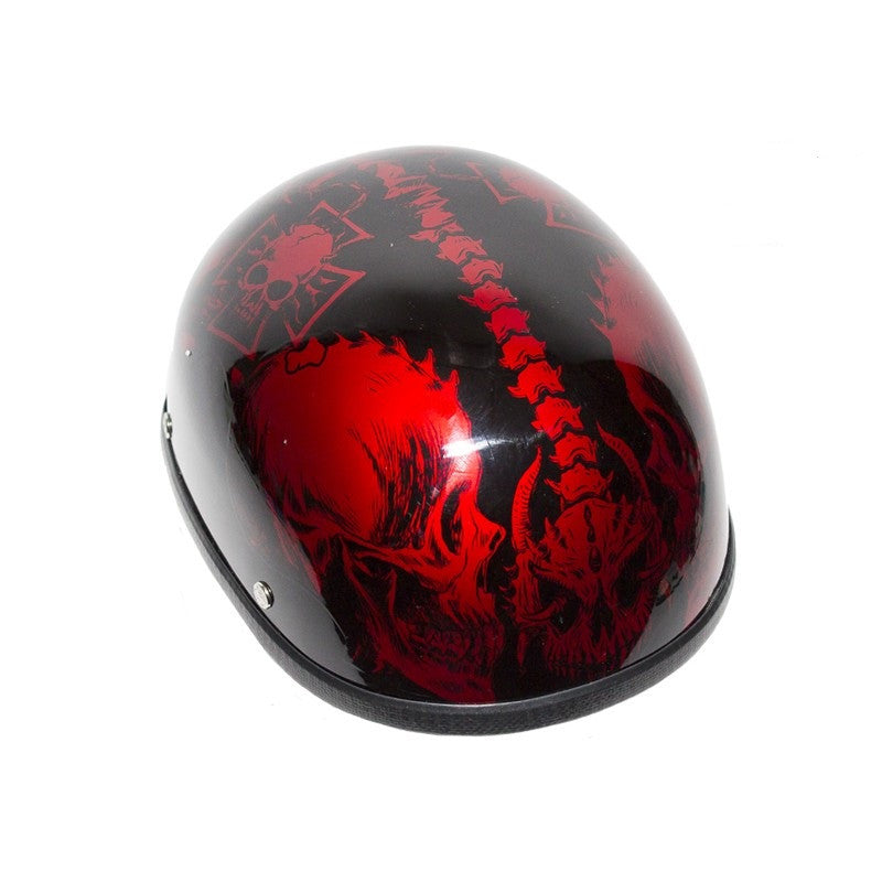 burgundy motorcycle helmets car Shiny Burgundy Motorcycle Novelty Helmet with Horned Skeletons