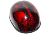 Shiny Burgundy Motorcycle Novelty Helmet with Horned Skeletons, Novelty Helmets, [product_description] - Rhino Gear