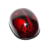 Shiny Burgundy Motorcycle Novelty Helmet with Horned Skeletons, Novelty Helmets, [product_description] - Rhino Gear