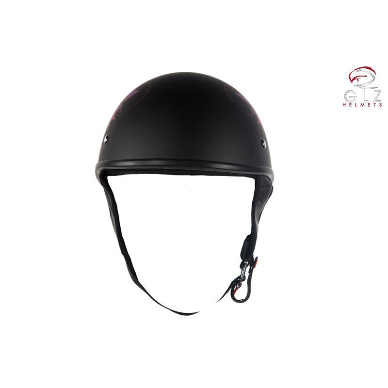 flat bill motorcycle helmet dot approved Woman's DOT Approved Low Profile Flat Black Motorcycle Helmet With Fai