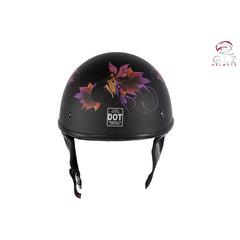 Woman's DOT Approved Low Profile Flat Black Motorcycle Helmet With Fai