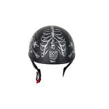 Flat Black DOT Helmet with Grey Horned Skeletons And Iron Cross, DOT Helmets, [product_description] - Rhino Gear