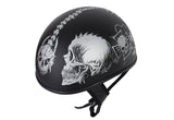 Flat Black DOT Helmet with Grey Horned Skeletons And Iron Cross, DOT Helmets, [product_description] - Rhino Gear