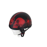 Flat Black DOT Helmet with Red Horned Skeletons And Iron Cross, DOT Helmets, [product_description] - Rhino Gear
