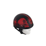 Flat Black DOT Helmet with Red Horned Skeletons And Iron Cross, DOT Helmets, [product_description] - Rhino Gear