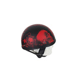 Flat Black DOT Helmet with Red Horned Skeletons And Iron Cross, DOT Helmets, [product_description] - Rhino Gear