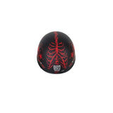 Flat Black DOT Helmet with Red Horned Skeletons And Iron Cross, DOT Helmets, [product_description] - Rhino Gear