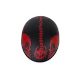 Flat Black DOT Helmet with Red Horned Skeletons And Iron Cross, DOT Helmets, [product_description] - Rhino Gear
