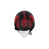 Flat Black DOT Helmet with Red Horned Skeletons And Iron Cross, DOT Helmets, [product_description] - Rhino Gear