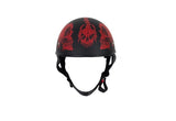 Flat Black DOT Helmet with Red Horned Skeletons And Iron Cross, DOT Helmets, [product_description] - Rhino Gear