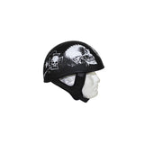 Flat Black DOT Helmet with White Horned Skeletons And Iron Cross, DOT Helmets, [product_description] - Rhino Gear
