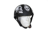 Flat Black DOT Helmet with White Horned Skeletons And Iron Cross, DOT Helmets, [product_description] - Rhino Gear