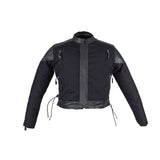 Kids Black Denim and Leather Jacket with Side Laces, Kid's Leather, [product_description] - Rhino Gear