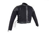 Kids Black Denim and Leather Jacket with Side Laces, Kid's Leather, [product_description] - Rhino Gear