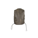 Kids Brown Classic Leather Vest with Side Laces, Kid's Leather, [product_description] - Rhino Gear
