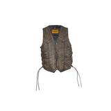Kids Brown Classic Leather Vest with Side Laces, Kid's Leather, [product_description] - Rhino Gear