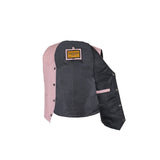 Kids Pink Classic Leather Motorcycle Vest, Kid's Leather, [product_description] - Rhino Gear