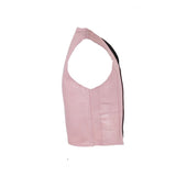 Kids Pink Classic Leather Motorcycle Vest, Kid's Leather, [product_description] - Rhino Gear