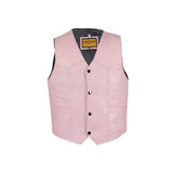 Kids Pink Classic Leather Motorcycle Vest, Kid's Leather, [product_description] - Rhino Gear