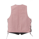Kids Pink Classic Leather Vest With Side Laces, Kid's Leather, [product_description] - Rhino Gear