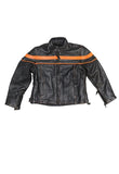 Kids Race Style Leather Jacket With Orange Stripes, Kid's Leather, [product_description] - Rhino Gear