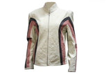 Womens Soft Leather Jacket White With Black & Pink Stripes, Woman's Jackets, [product_description] - Rhino Gear