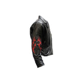 Women's Classic Leather Motorcycle Jacket With Flames, Woman's Jackets, [product_description] - Rhino Gear