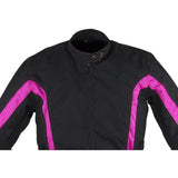 Women's Lace Hot Pink & Black Motorcycle Textile Jacket With Laces, Woman's Jackets, [product_description] - Rhino Gear