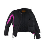 Women's Lace Hot Pink & Black Motorcycle Textile Jacket With Laces, Woman's Jackets, [product_description] - Rhino Gear