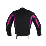 Women's Lace Hot Pink & Black Motorcycle Textile Jacket With Laces, Woman's Jackets, [product_description] - Rhino Gear