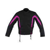 Women's Lace Hot Pink & Black Motorcycle Textile Jacket With Laces, Woman's Jackets, [product_description] - Rhino Gear