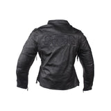Women's Leather Motorcycle Jacket With Reflective Skulls, Woman's Jackets, [product_description] - Rhino Gear