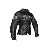 Women's Leather Motorcycle Jacket With Reflective Skulls, Woman's Jackets, [product_description] - Rhino Gear