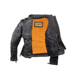 Women's Leather Motorcycle Jacket With Reflective Skulls, Woman's Jackets, [product_description] - Rhino Gear
