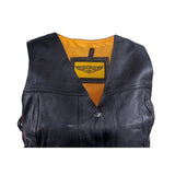 Women's Premium Leather Motorcycle Vest With 7 Pockets Laces And Gun Pockets, Woman's Vests, [product_description] - Rhino Gear
