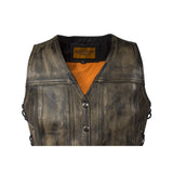 Womens Distressed Brown Naked Premium Cowhide Leather Vest, Woman's Vests, [product_description] - Rhino Gear