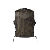 Womens Distressed Brown Naked Premium Cowhide Leather Vest, Woman's Vests, [product_description] - Rhino Gear