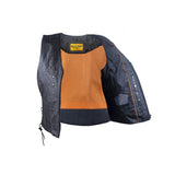 Women's Premium Leather Motorcycle Vest With Studs, Side Laces, and Conceal Carry Pockets, Woman's Vests, [product_description] - Rhino Gear