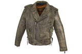 Men's Brown Classic Motorcycle Jacket with Gun Pockets, Men's Leather Jacket, [product_description] - Rhino Gear