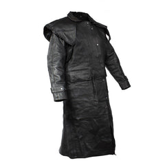Men's Premium Leather Duster Jacket With Removable Cape And Liner, Men's Leather Jacket, [product_description] - Rhino Gear