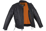 Mens Premium Heavy Duty Leather Racer Jacket with Side Laces, Men's Leather Jacket, [product_description] - Rhino Gear