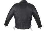 Mens Premium Heavy Duty Leather Racer Jacket with Side Laces, Men's Leather Jacket, [product_description] - Rhino Gear