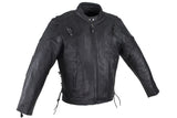 Mens Premium Heavy Duty Leather Racer Jacket with Side Laces, Men's Leather Jacket, [product_description] - Rhino Gear
