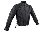 Mens Leather Racer Jacket with Side Laces, Men's Leather Jacket, [product_description] - Rhino Gear